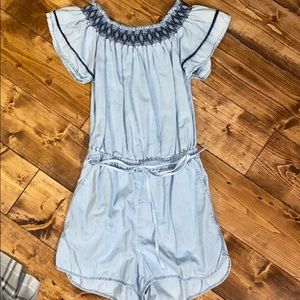 LOVE TREE | DENIM AZTEC LOOK COLORBLOCK ROMPER SZ SMALL JUNIORS